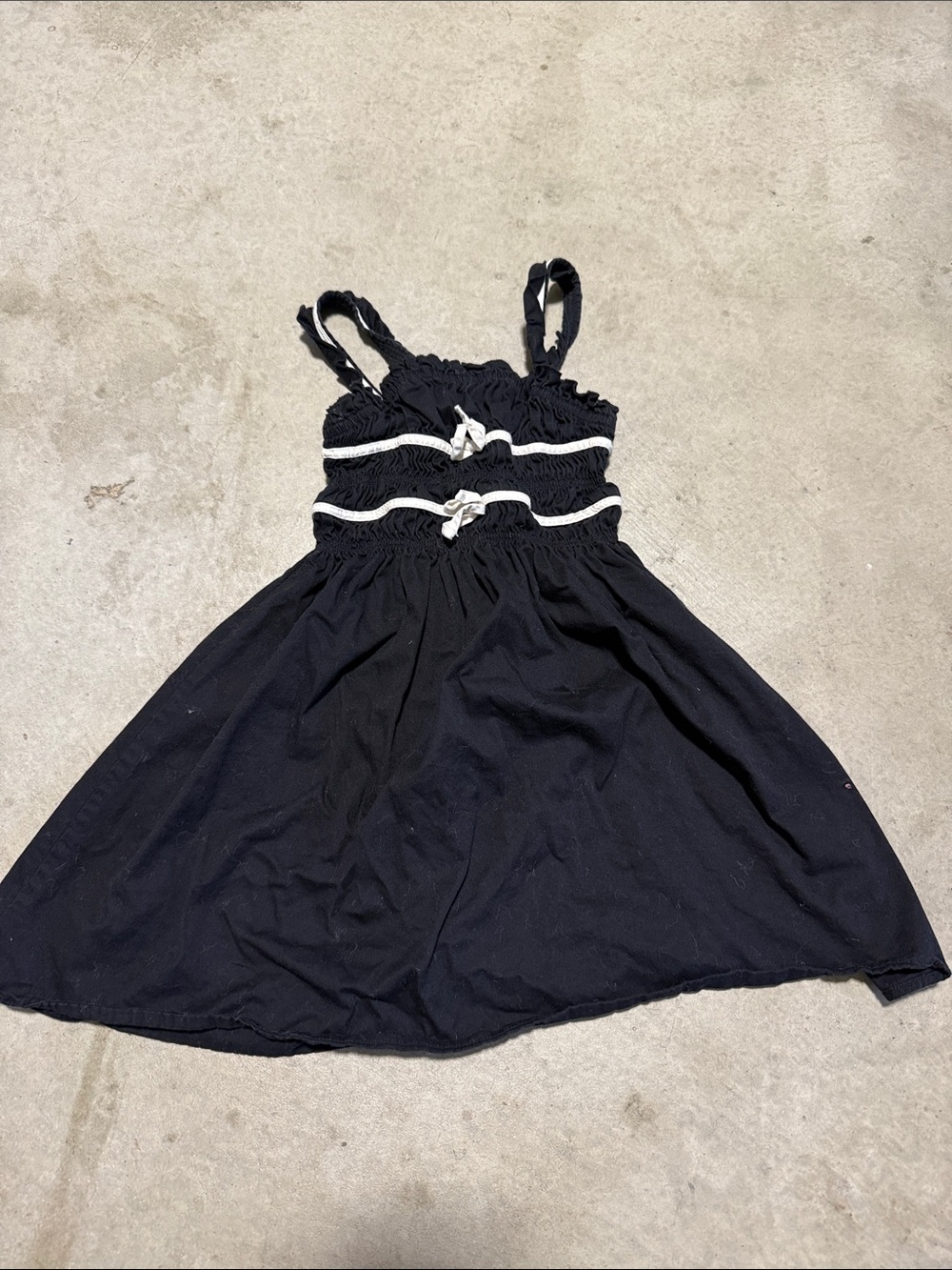 Zara Black Sundress with White Trim Bows